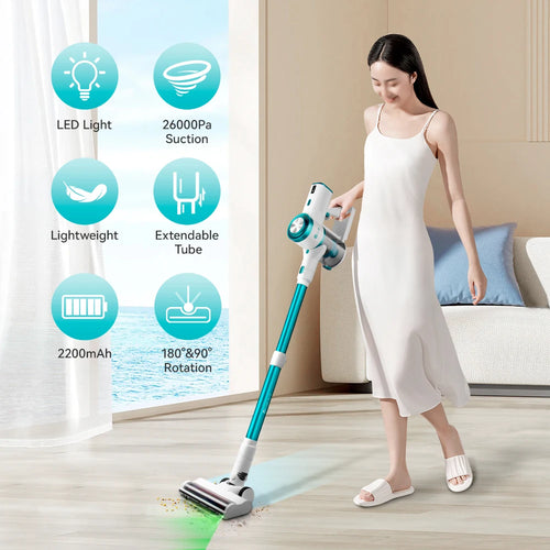 Cordless Handheld Vacuum Cleaner 27Kpa 250W 60Mins Touch Screen Rechargeable Vacuum Cordless for Pet Hair Carpet Hardwood Floor